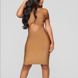 Fashion nova bronze bandage dress